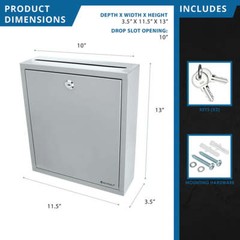 Barska CB12712 Extra Large Multi-Purpose Wall Mount Mail Drop Mailbox 2 Keys