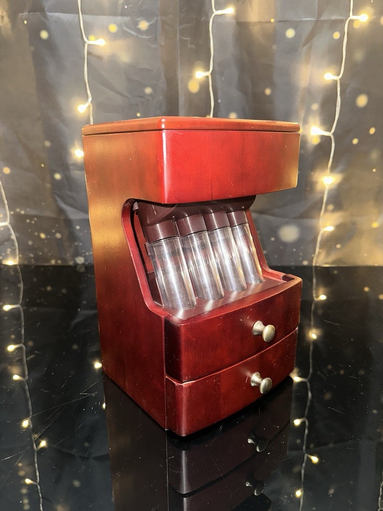 MAGNIF Deluxe Coin Sorter Wood CLASSIC CHERRY Box Lid Tubes Drawers