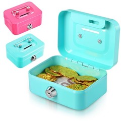 2 Pcs Money Box Cash Box with Lock and Slot, Small Cash Box with Key Lock, Po…