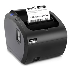 vretti Thermal Receipt Printer, 3&rsquo;1/8 80mm USB POS Normal, Black