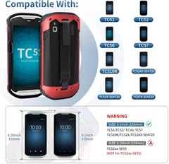 Upgraded Protective Cover Case Strap for Zebra TC51 TC52 TC56 TC57 TC510K Red