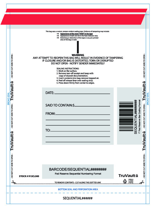 Tamper Evident Plastic Deposit Bags – CLEAR, 100/pack