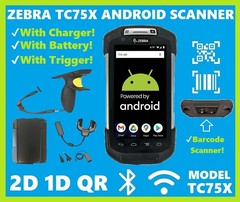 Zebra TC75x Android Barcode Scanner 2D/1D, TC75EK, Battery, Charger, Trigger!⭐🔥