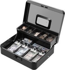 Large Portable Cash Box with Combination Lock & Cantilever Tray – 11.81&Prime;x9.45