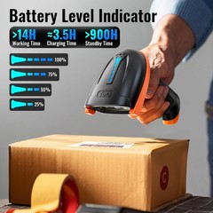 Barcode Scanner Wireless 1D Laser Cordless Reader Battery Level Indicator