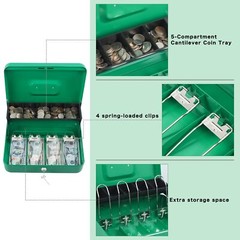 Cash Box with Money Tray and Key LockTiered4 Bill / 5 Coin Slots11.8&Prime; x 9.5&Prime; …