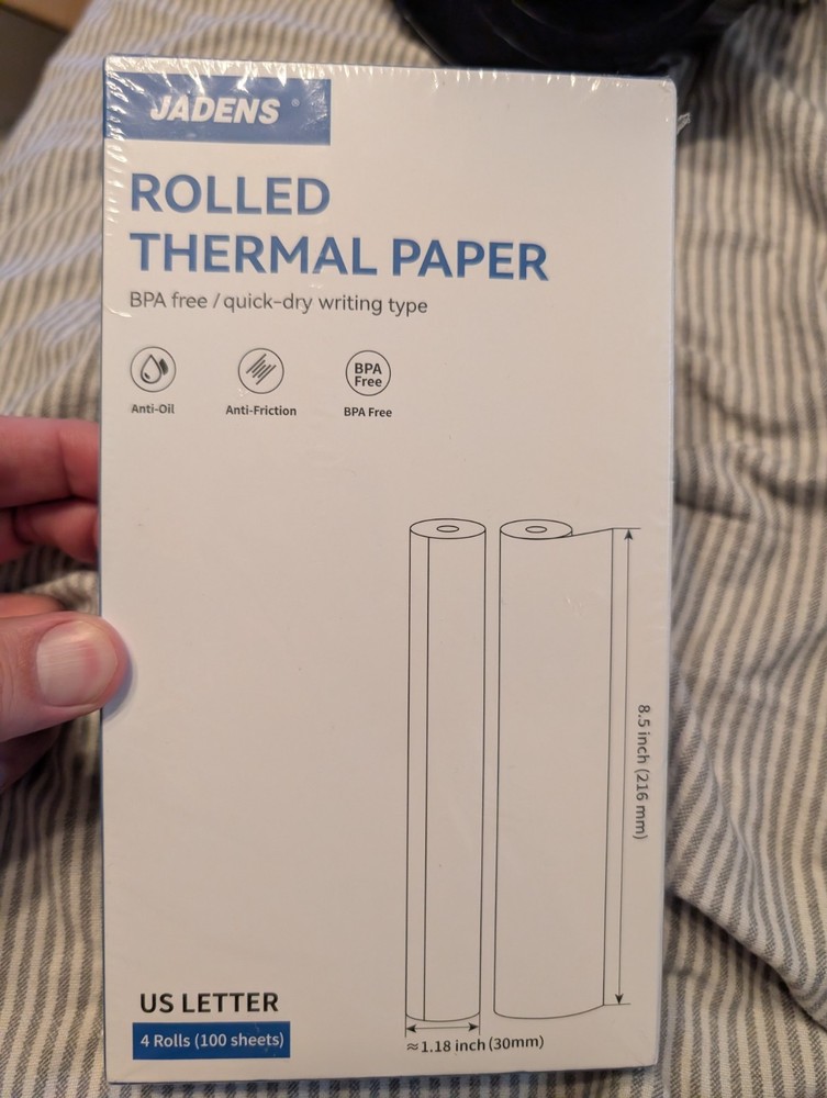 JADENS US Letter Size Quick-Dry Thermal Printer Paper 4 Rolls,