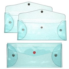8.5×3.5 Inch Money Bag, 3Pcs PVC Cash Deposit Bank Pouch Envelopes, Blue