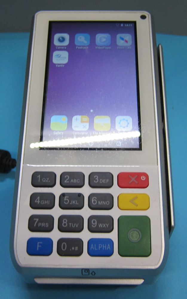 PAX A80 Ethernet Bluetooth WiFi Wireless Terminal Tested Working, No Power Cord