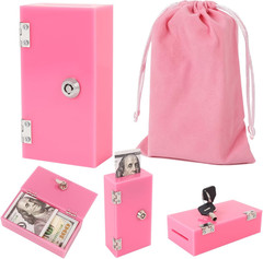Pocket Size Acrylic Cash Box for Gambler,Winners Bank with 2 Keys Storage Bag…