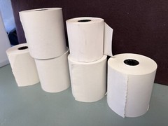 5 Rolls MFLABEL Thermal Cash Register Receipt Paper .5&Prime; Spool Dia NEW