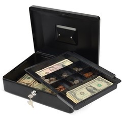 CARL, CUI82012, Bill Tray Steel Security Cash Box, Black 4×9