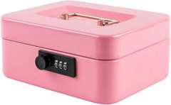 KYODOLED Medium Cash Box with Combination Lock Safe Metal Money Box with Money T