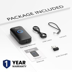 Mini 1D Bluetooth Barcode Scanner, 3-in-1 Bluetooth & USB Wired & 2.4G Wirele…
