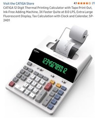 CATIGA 12 Digit Thermal Printing Calculator with Tape Print Out, Ink-Free Adding