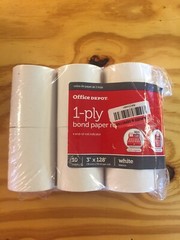 1-Ply Paper Rolls 6 Count Bright White 3&Prime; x 128ft Office Depot Item 109-023