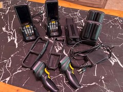 Zebra MC2200 Mobile Barcode Scanner Lot of 2 w/ Cradles, Batteries, Handles