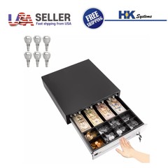 16&Prime; Heavy Duty Black « Manual » « Push » Open Cash Drawer with 4Bill/8Coin