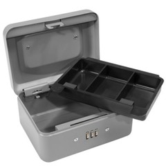 BARSKA 6 Inch Steel Compact Cash Box w/ Combination Lock in Grey, CB11782