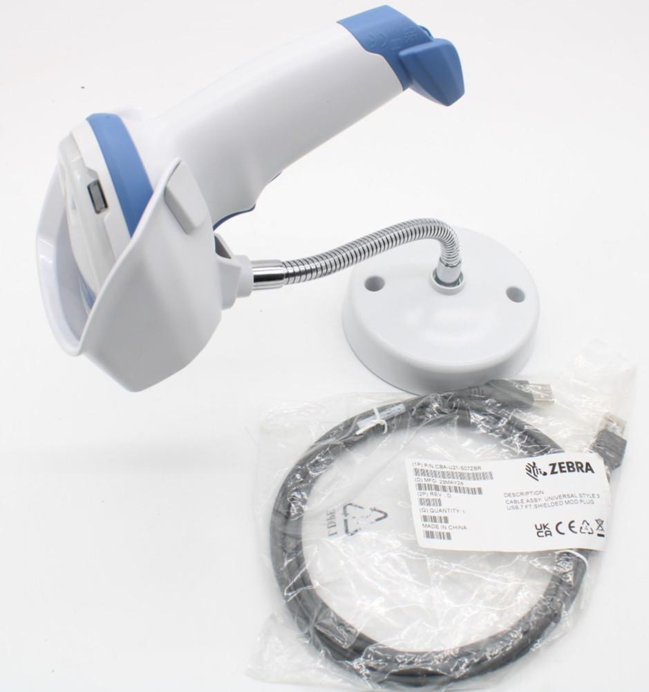 Zebra DS46 DS4608 Barcode Scanner w/ Cable & Stand DS4608-HC4000BVZWW