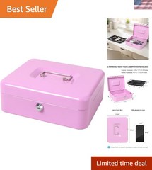 Multi-Purpose Cash Box with Key Lock – Light Purple Money & Medication Organizer