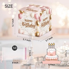 Simple Pink Birthday Money Box for Cash Pull Happy Birthday Boxes Gifts for M…