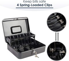 Key Lock Money Box With 5 Bill 5 Coin Cash Register Drawer Organizer Safe