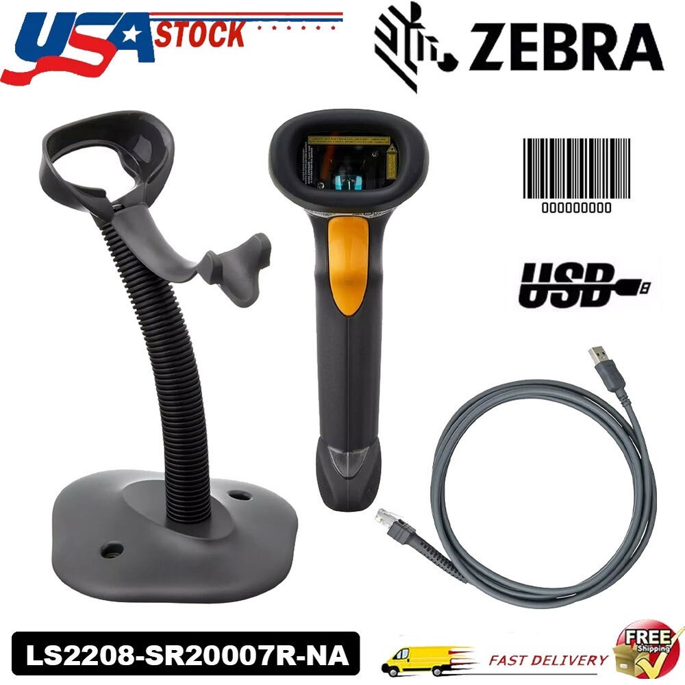 Zebra Symbol LS2208-SR20007R-NA Handheld Barcode Scanner Reader W/ USB Cable US