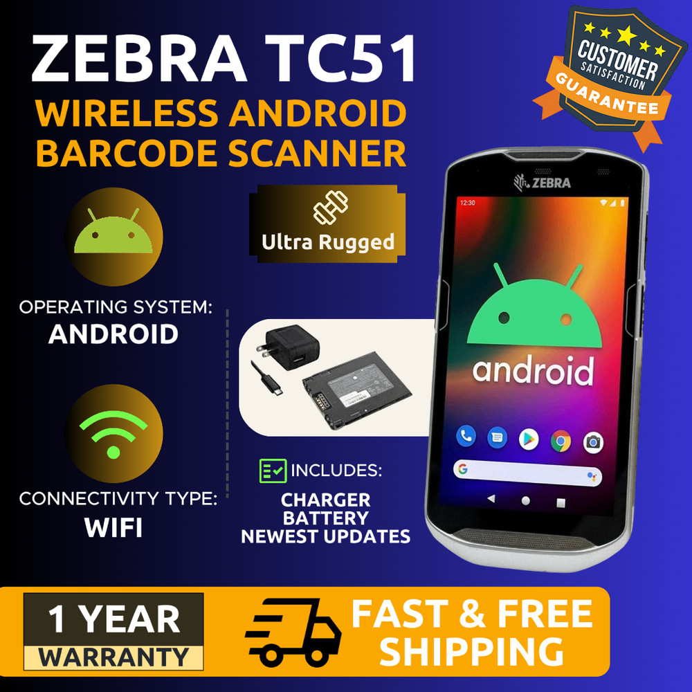 ✅Zebra TC51 Wireless Android 2D/1D/QR Code Barcode Scanner, 1-YEAR WARRANTY!🔥⭐