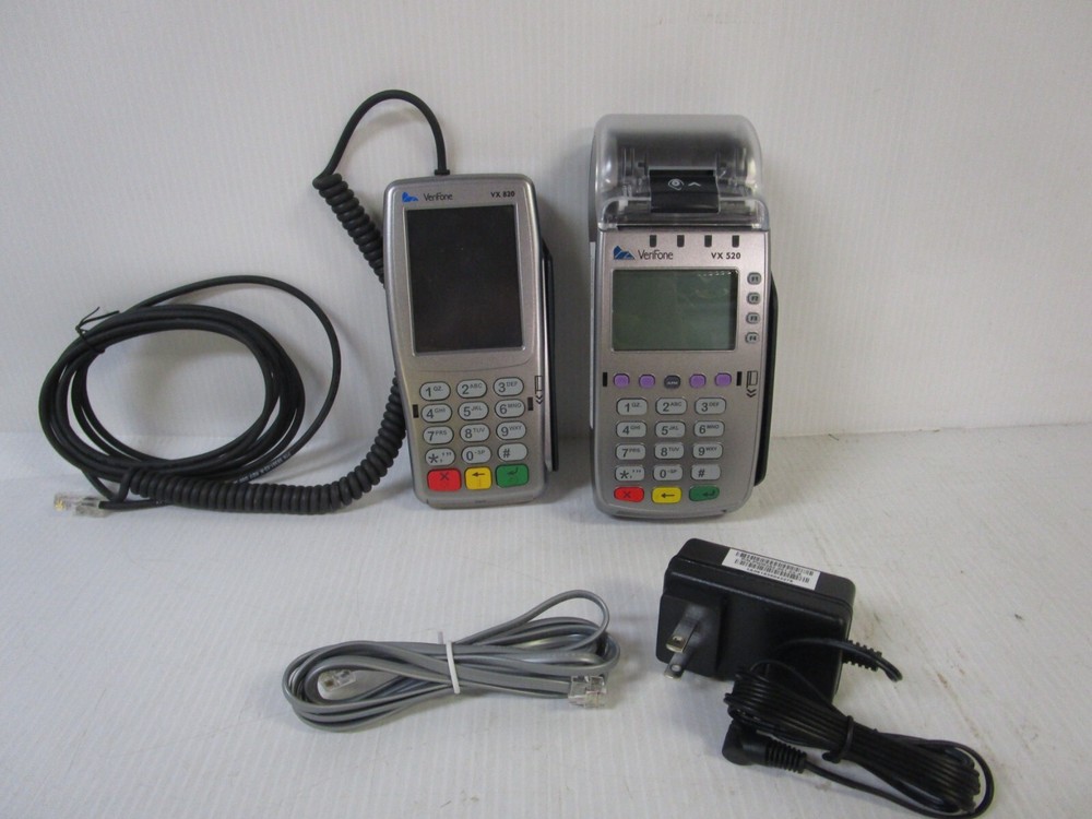 VeriFone Credit Card Pin Pad Chip Reader Machine Set **NEW** VX820 VX520 ASMN