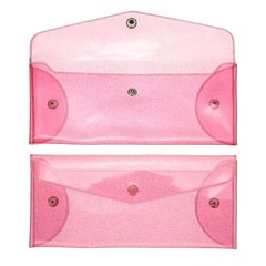 8.5×3.5 Inch Money Bag, 2Pcs PVC Cash Deposit Bank Pouch Envelopes, Rose Red