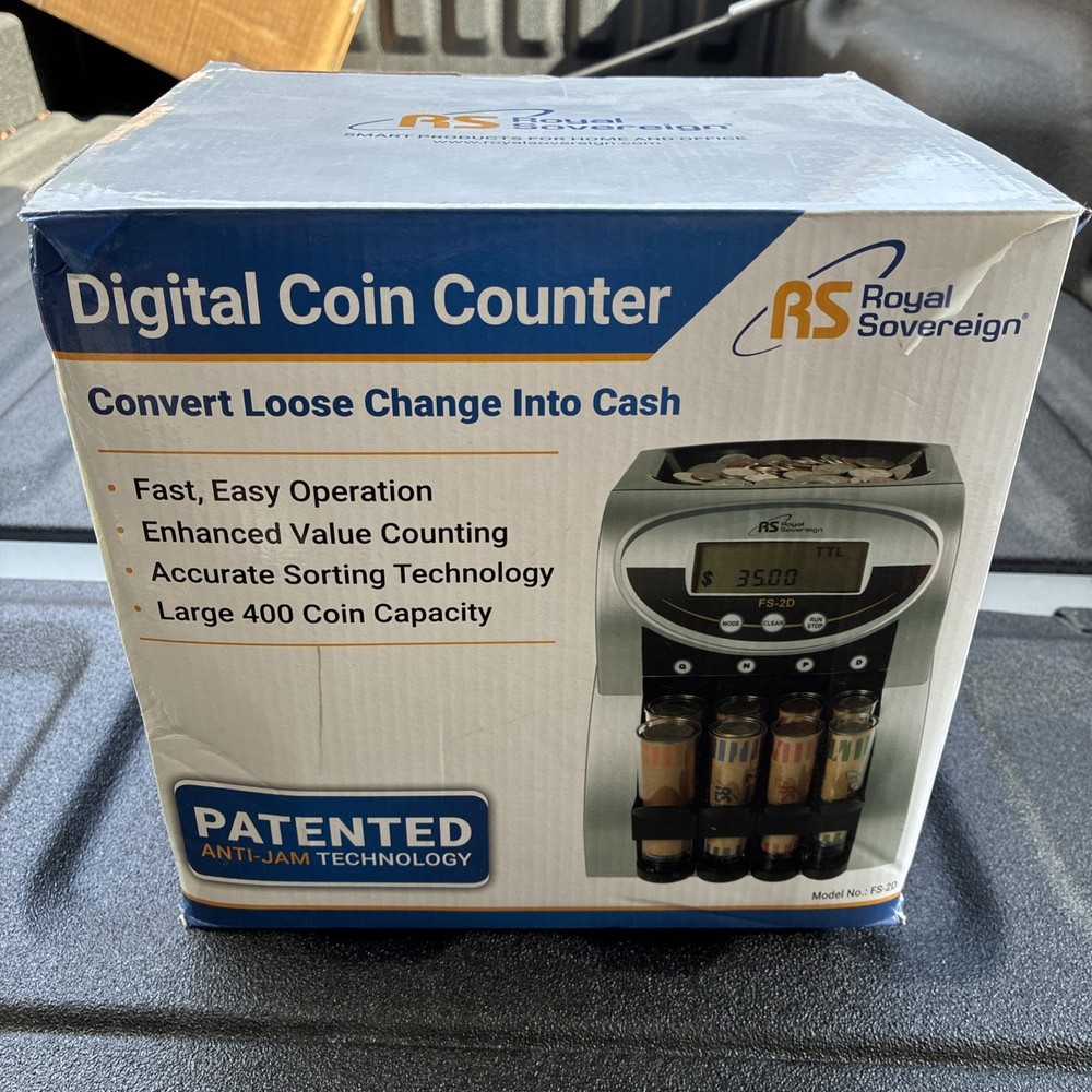 Royal Sovereign FS-2D Coin Counter 2 Row Digital Display W/ Tubes – TESTED Works