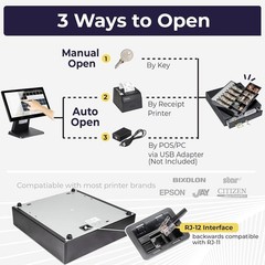 Compact Cash Register Drawer, RJ11/RJ12 Compatible