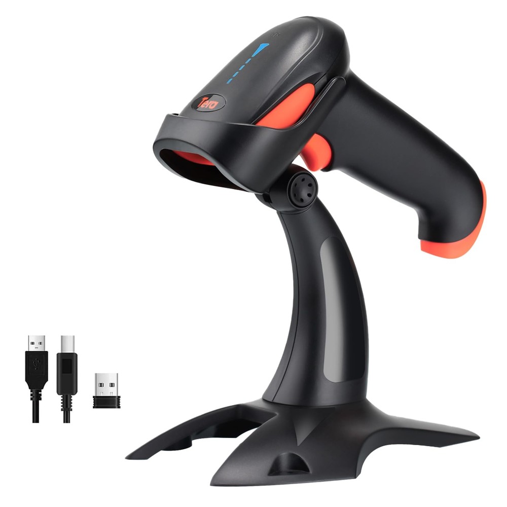 Barcode Scanner 2D Wireless: with Battery Indicator and Stand, HW0002