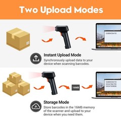 Tera Pro 1D 2D QR Wireless Barcode Scanner with Display Screen Battery Level …