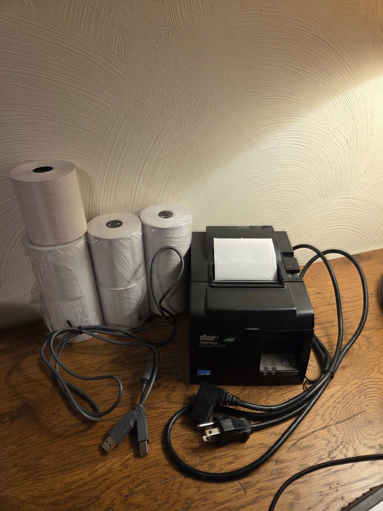 Star futurePRNT TSP100II Thermal Receipt Printer – Black w/ 7 Paper Rolls