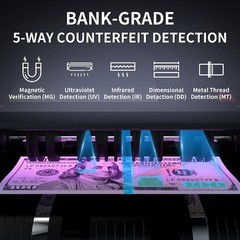 Money Counter Machine 1200 Notes Min 8.5 Lb External LCD Display Safe