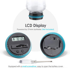 Digital Coin Counting Bank with LCD Screen 1.8L Capacity for US Coins Blue