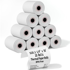 10 PCS Thermal Receipt Paper Rolls 2 1/4 Inch x 50 Ft POS Cash Register
