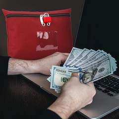 Cash Bag with Lock and 2 Keys Money For With 0.61 liters, Red