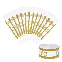 50Pcs Money Band 10000 Dollar Money Bill Wrapper Self-Adhesive Bill Dark Yellow