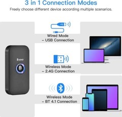 Eyoyo 10pcs/Set Portable 1D Bluetooth Barcode Scanner USB Image Scanning Reader