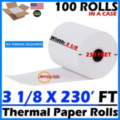 3-1/8&Prime; x 230&prime; 100 rolls thermal receipt cash register pos printer bpa free usa