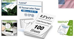 100 Sheets BPA-Free Thermal Printer Paper 8.5 x 11 Inch – Inkless Solution