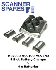 Symbol MC9090 USED Battery Charger & Four NEW Batteries! SAC9000-4000R MC9090-G