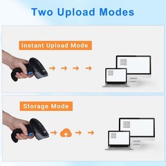 Wireless 1D 2D QR Barcode Scanner Handheld Cordless Reader 2000mAh Battery