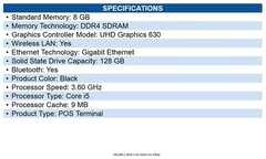 Elo E944853 EloPOS Pack POS Terminal Core i5 3.60 GHz – 8 GB DDR4 SDRAM – 128 GB