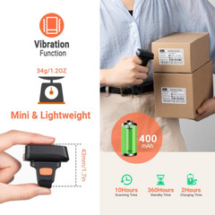Pro Extreme Performance 1D 2D QR Wireless Ring Barcode Scanner with Bluetooth, E