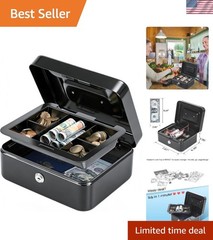 Compact 7.87&Prime; Stainless Steel Cash Box with Portable Handle & Privacy Lock