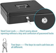 SentrySafe Black Money Saving Box with Cash Tray and Key Lock, Portable Safe…